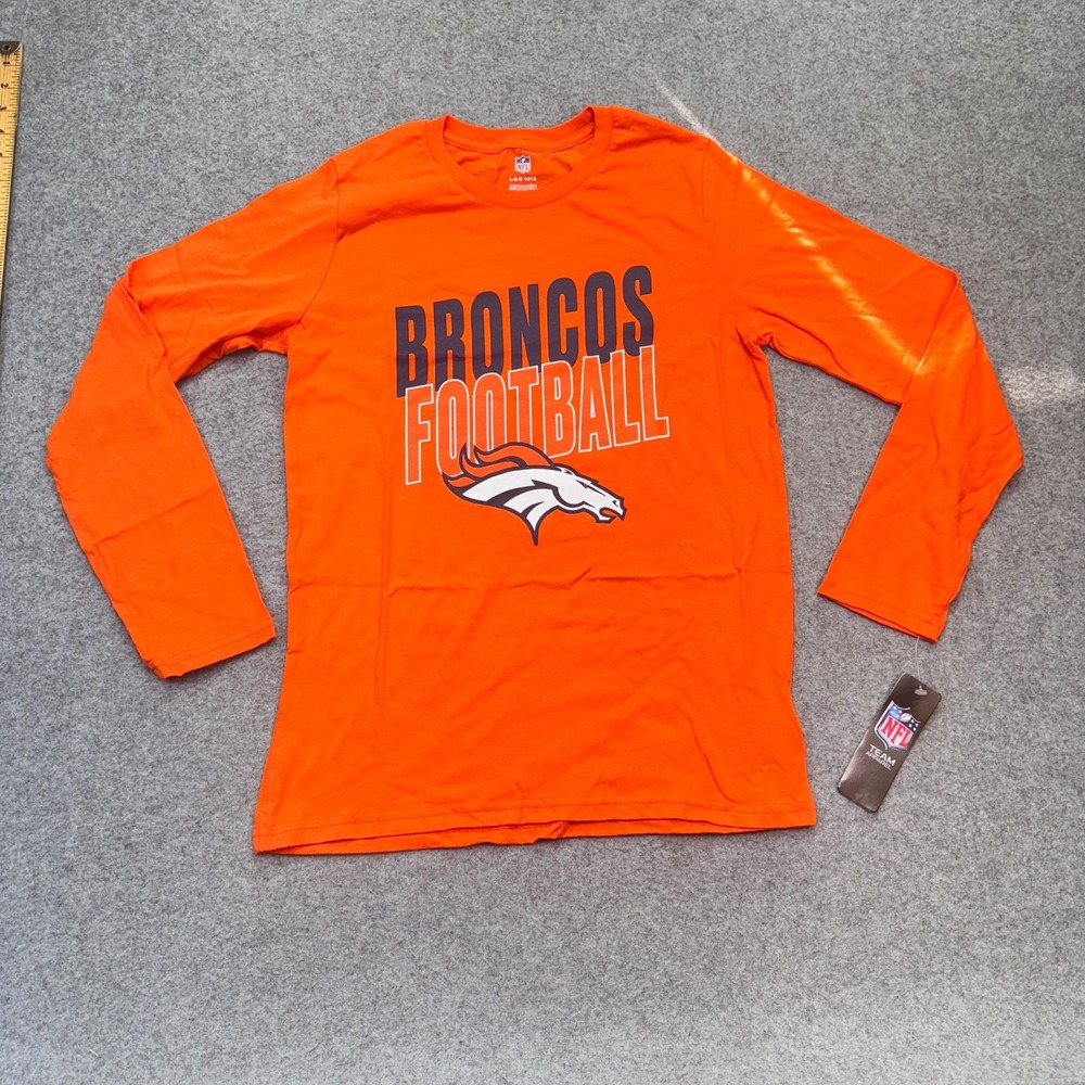 NFL Team Apparel Boys Long Sleeve Broncos T-Shirt‎ Orange L 14/16 NWT